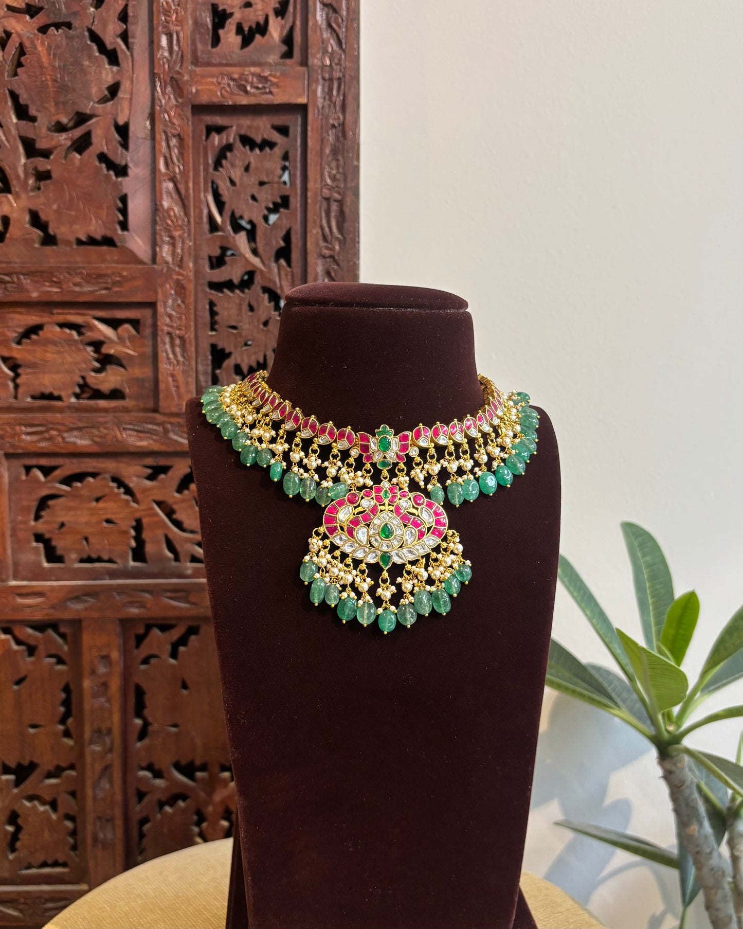 Peacock Jadau Kundan Choker – Heritage Statement Jewellery| NC539