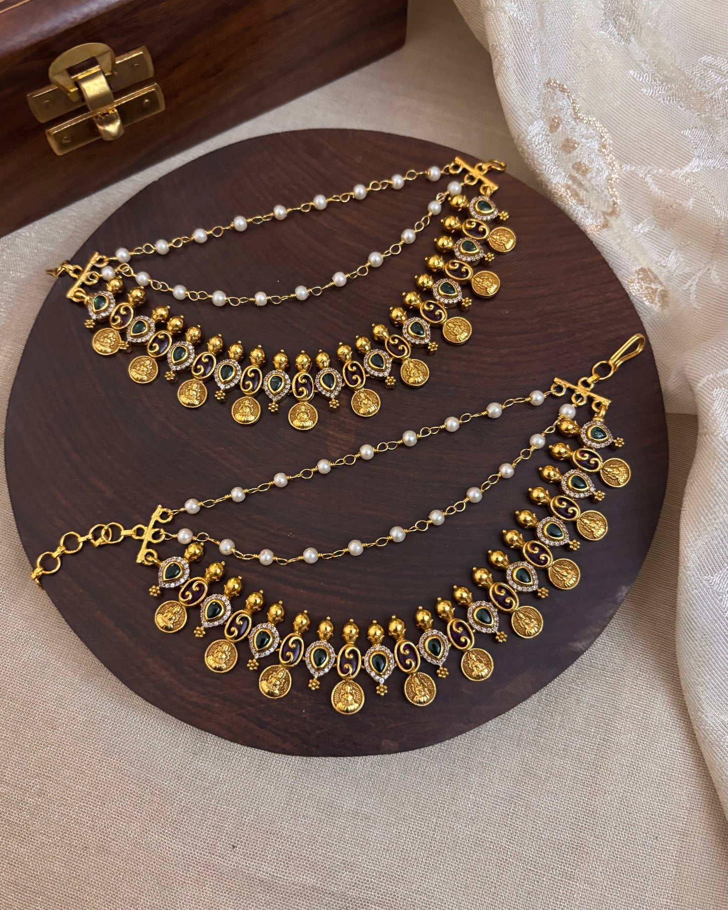 Antique Polish Three-Layer Kemp Bridal Ear Chain | EC053