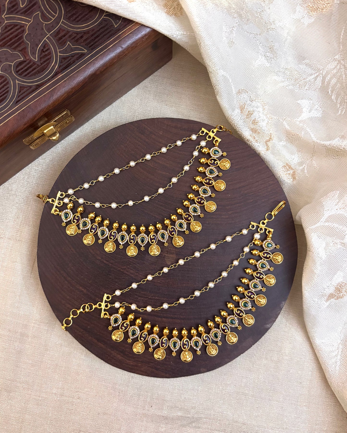 Antique Polish Three-Layer Kemp Bridal Ear Chain | EC053