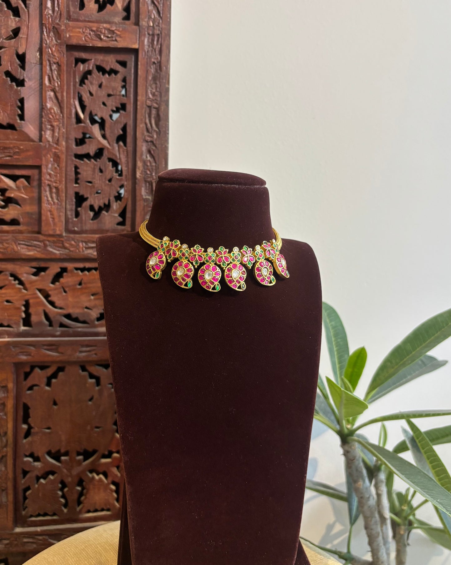 Multi Colour Kundan Chain Choker | Handmade Gold Plated | NC540