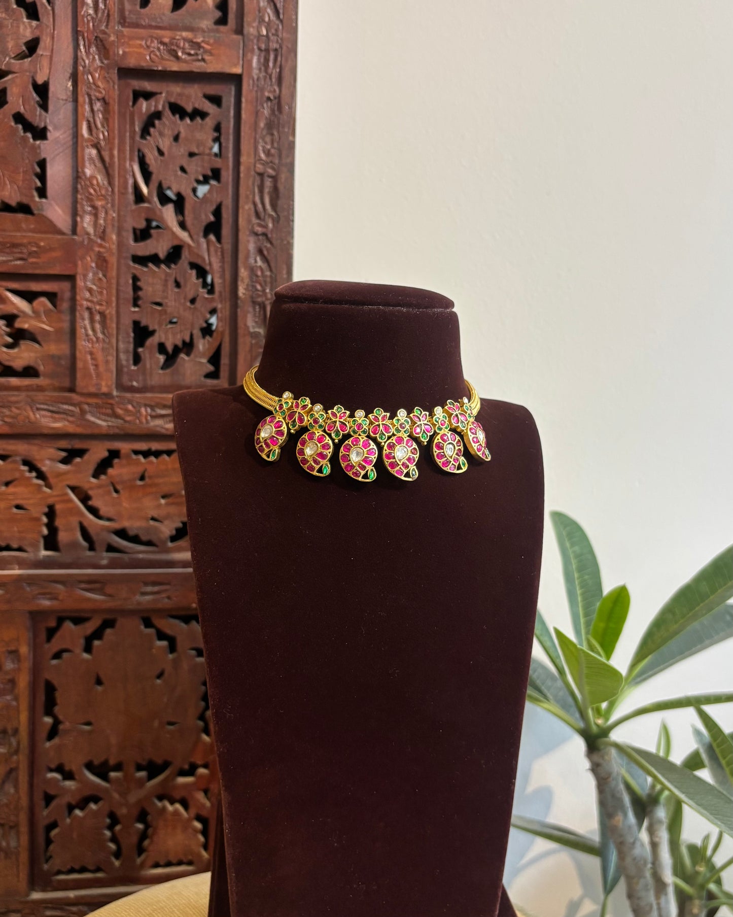 Multi Colour Kundan Chain Choker | Handmade Gold Plated | NC540