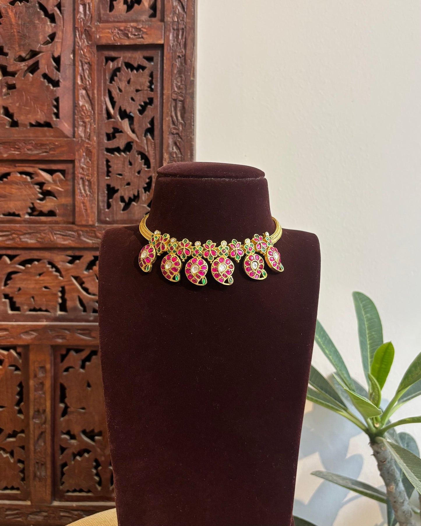 Multi Colour Kundan Chain Choker | Handmade Gold Plated | NC540