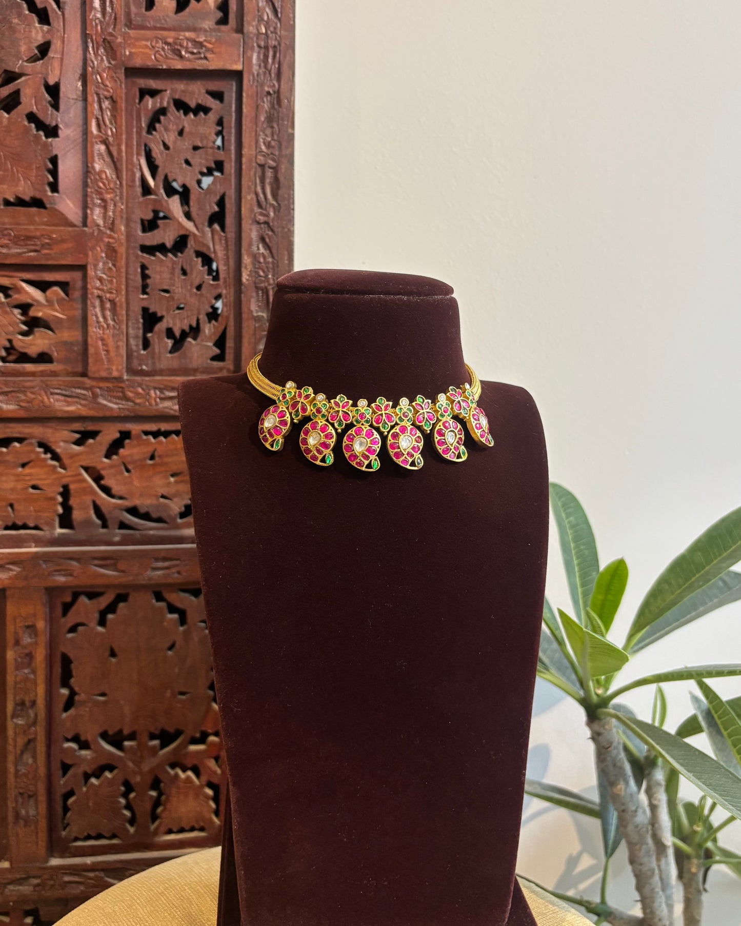 Multi Colour Kundan Chain Choker | Handmade Gold Plated | NC540