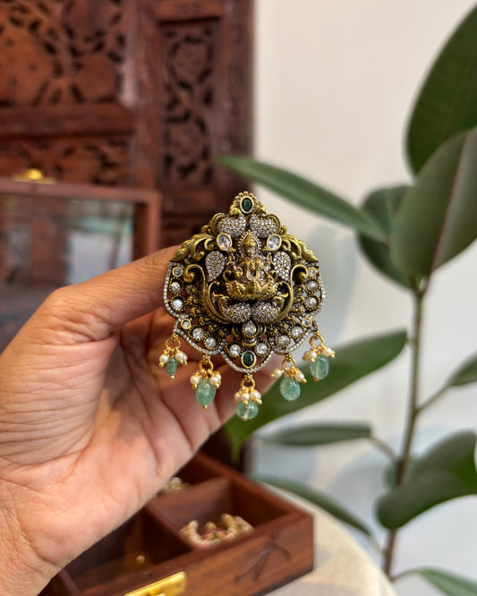 Victorian Lakshmi Pendant – Heritage-Inspired Antique Finish | HA219