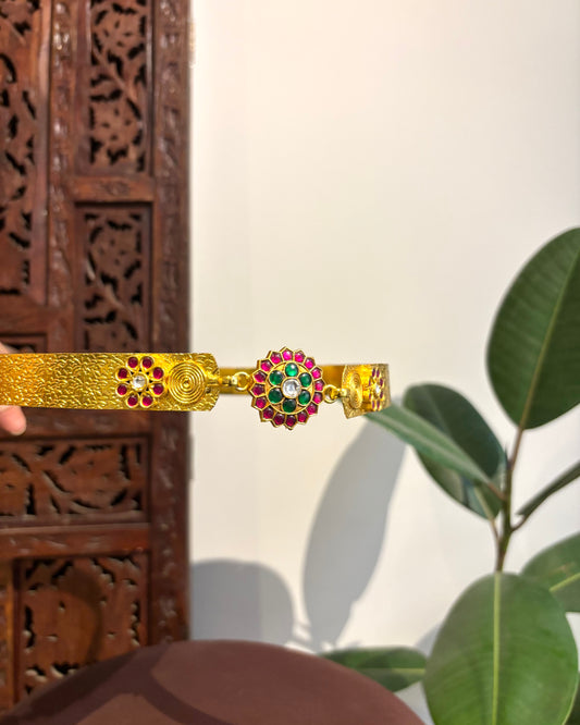 Jadau Kundan Minimal Hip Belt with Adjustable Multi-Hook Closure| WB004