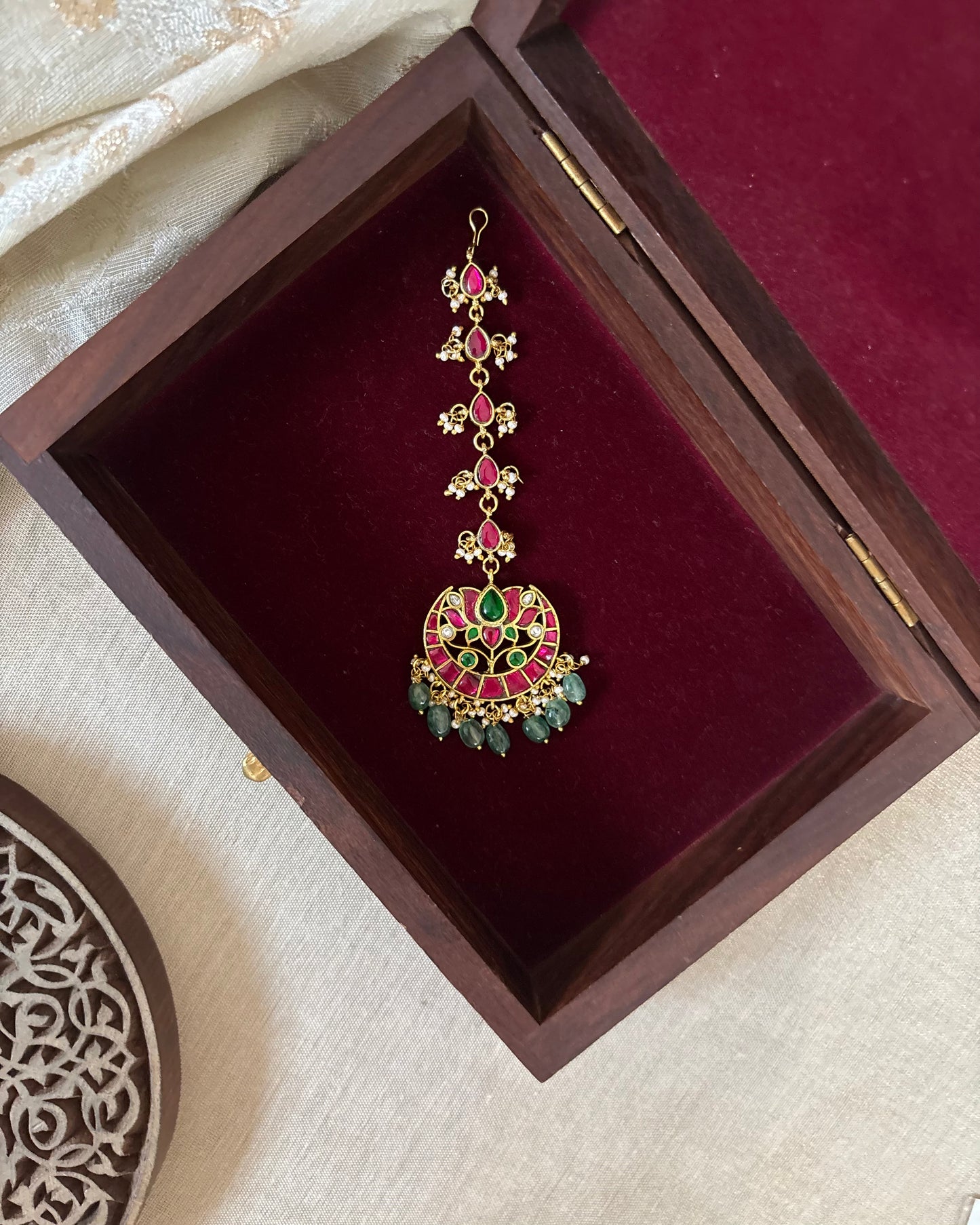 Lotus Jadau Kundan Maang Tikka | MT225