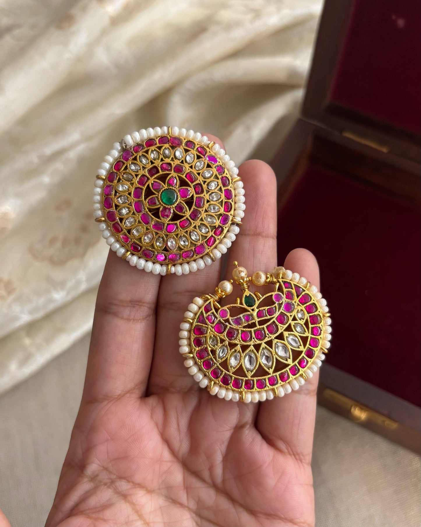 Jadau Kundan Sun & Moon Hair Accessory – Gold Plated Traditional Set | HA184