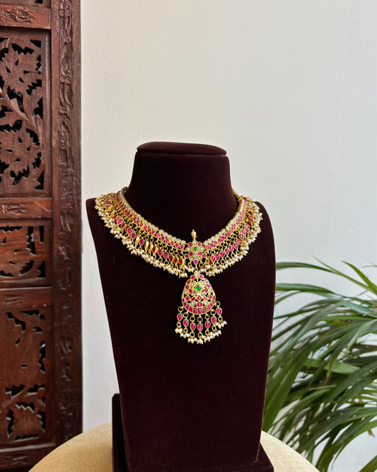 Jadau Kundan Guttapusalu Necklace – Gold-Plated Bridal Jewellery | NC381