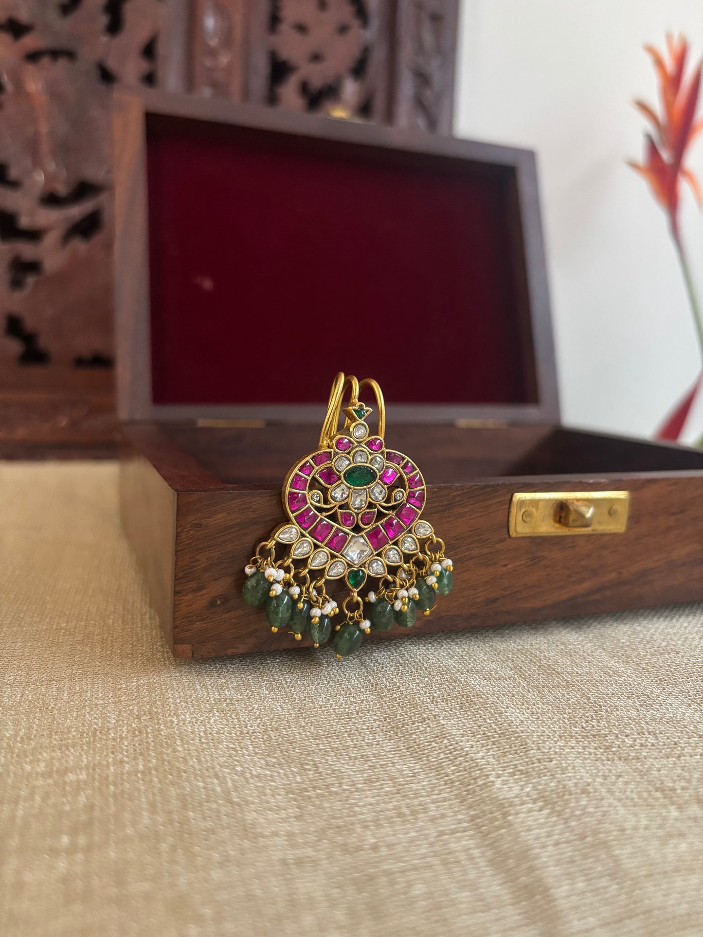 Multicolor Handcrafted Jadau Kundan Floral Hair Pin | HA190