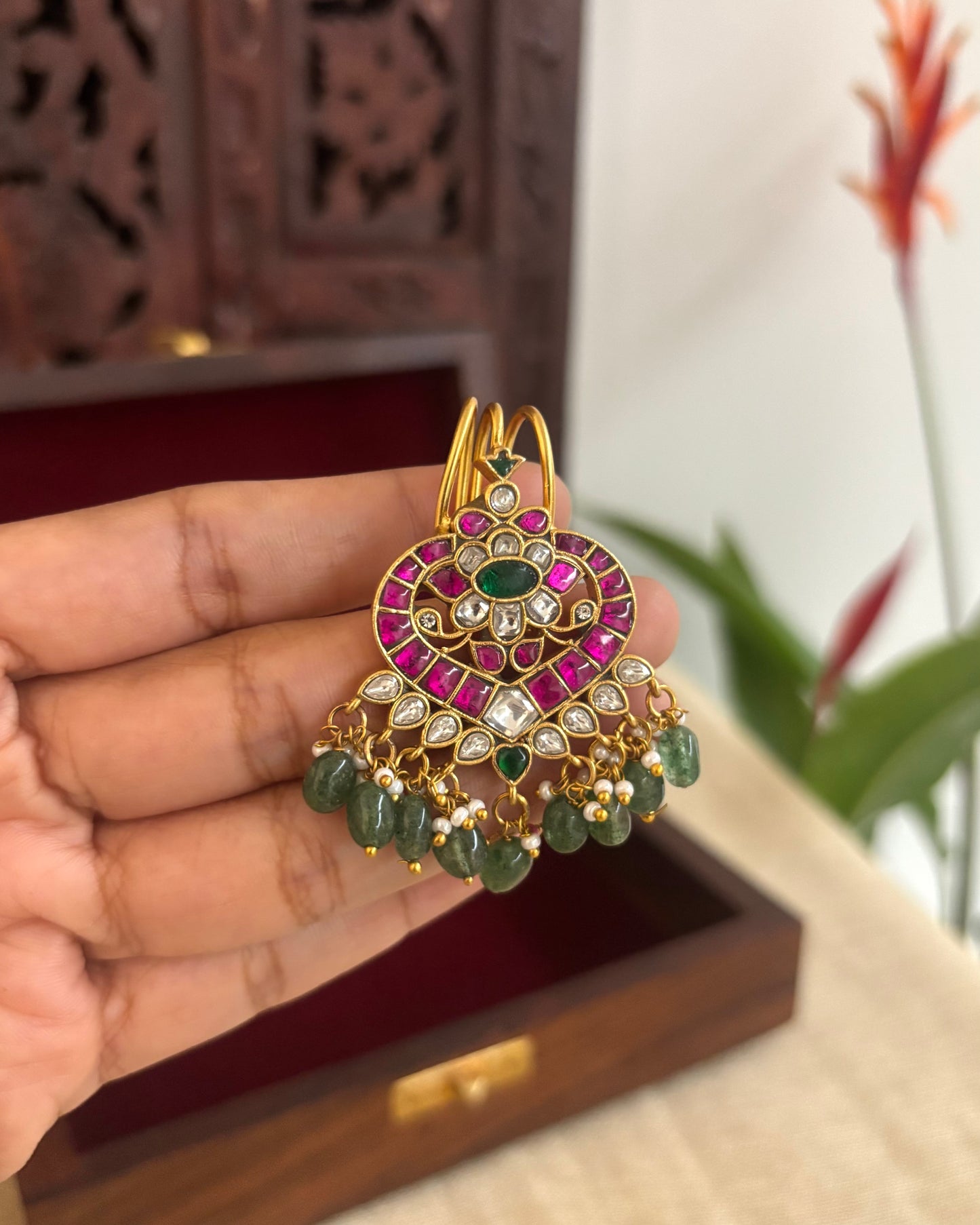 Multicolor Handcrafted Jadau Kundan Floral Hair Pin | HA190