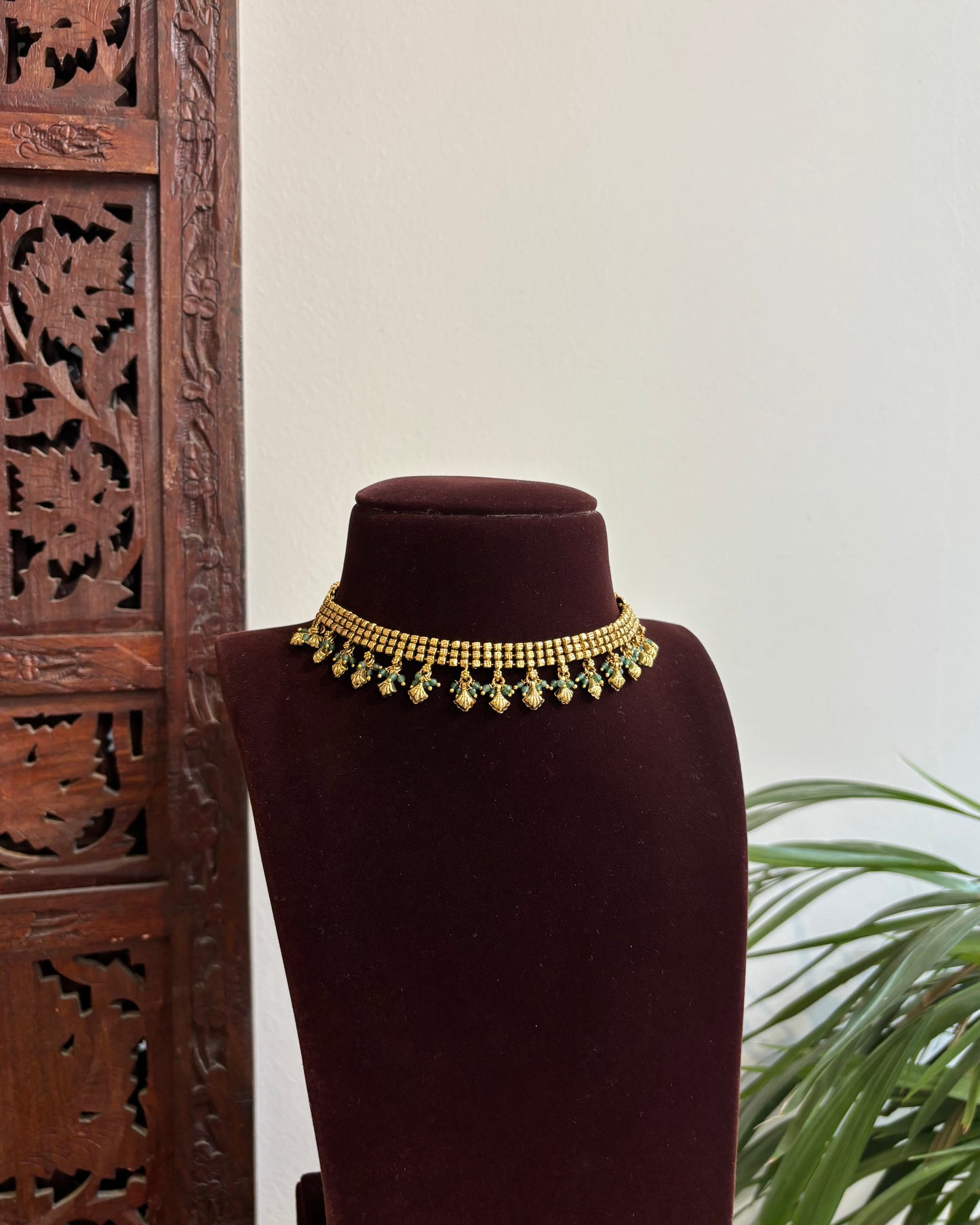 Antique Finish Jadau Pearl Necklace Set with Matching Earrings | NC398