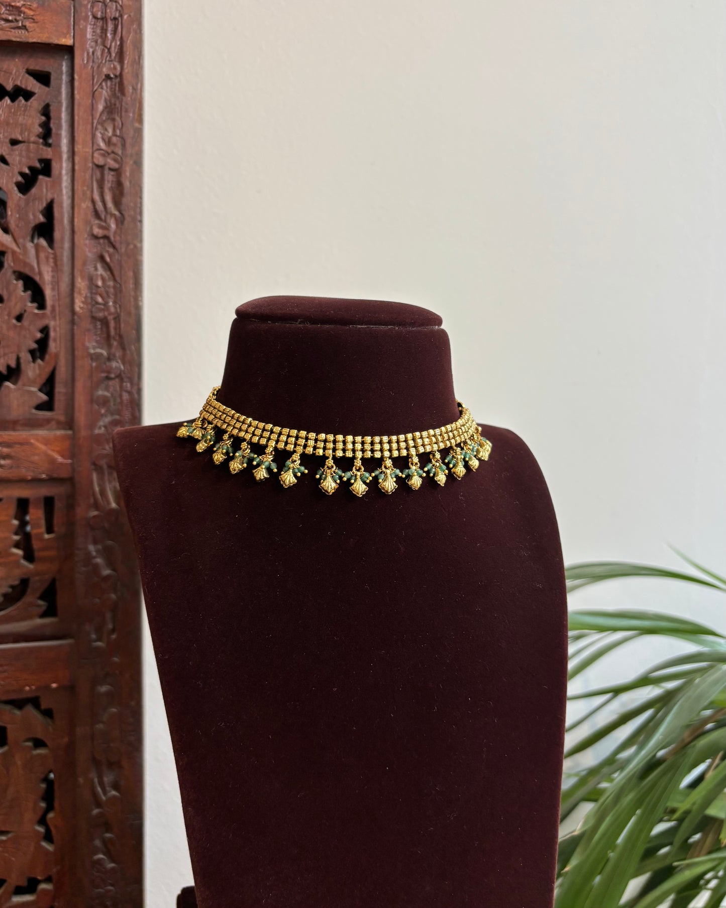 Antique Finish Jadau Pearl Necklace Set with Matching Earrings | NC398