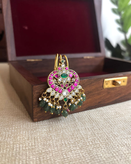 Multicolor Handcrafted Jadau Kundan Floral Hair Pin | HA190