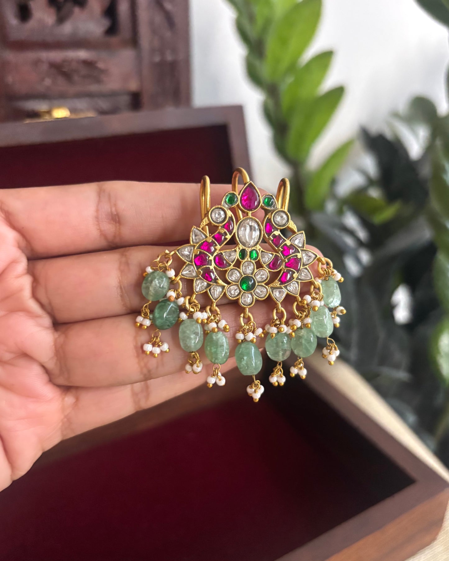 Multicolor Handcrafted Jadau Kundan Peacock Hair Pin | HA191