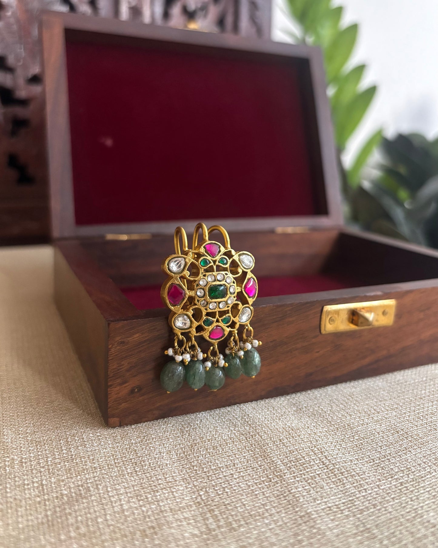 Multicolor Handcrafted Jadau Kundan Floral Hair Pin | HA192