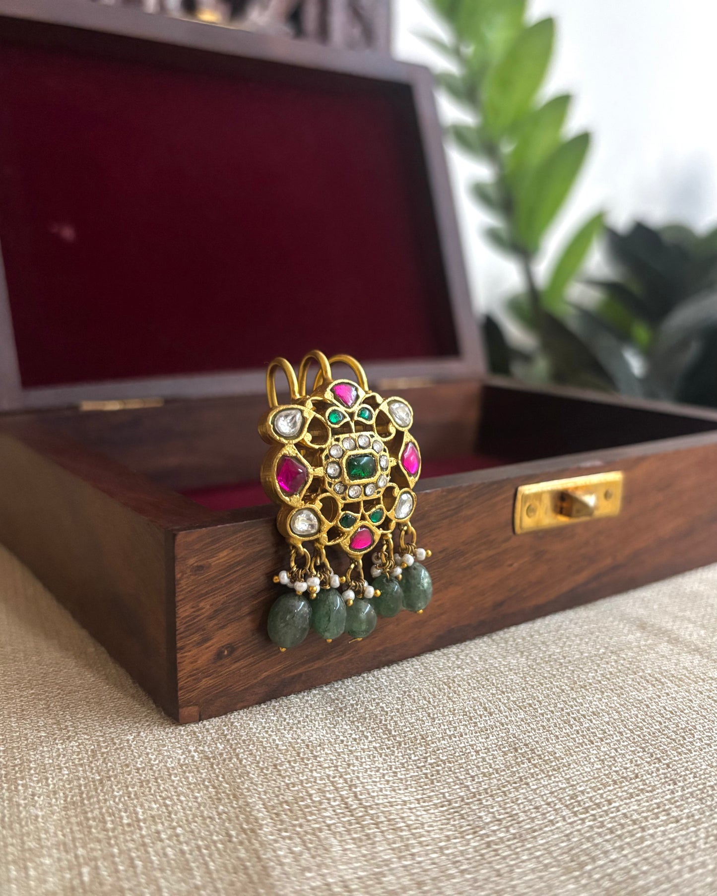 Multicolor Handcrafted Jadau Kundan Floral Hair Pin | HA192