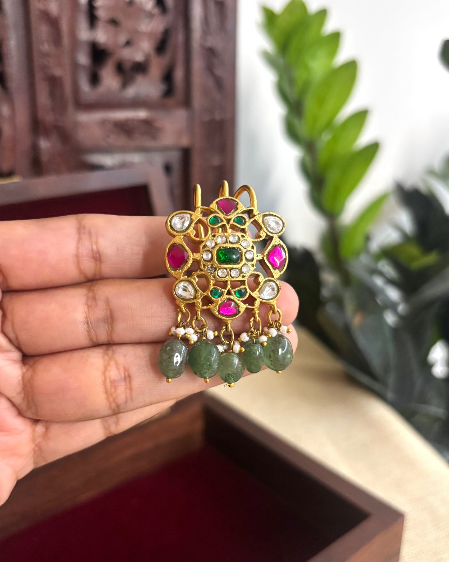 Multicolor Handcrafted Jadau Kundan Floral Hair Pin | HA192