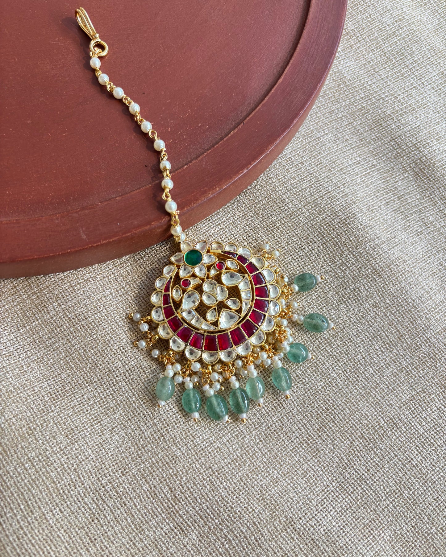 Floral Peacock Jadau Kundan Maang Tikka | MT159