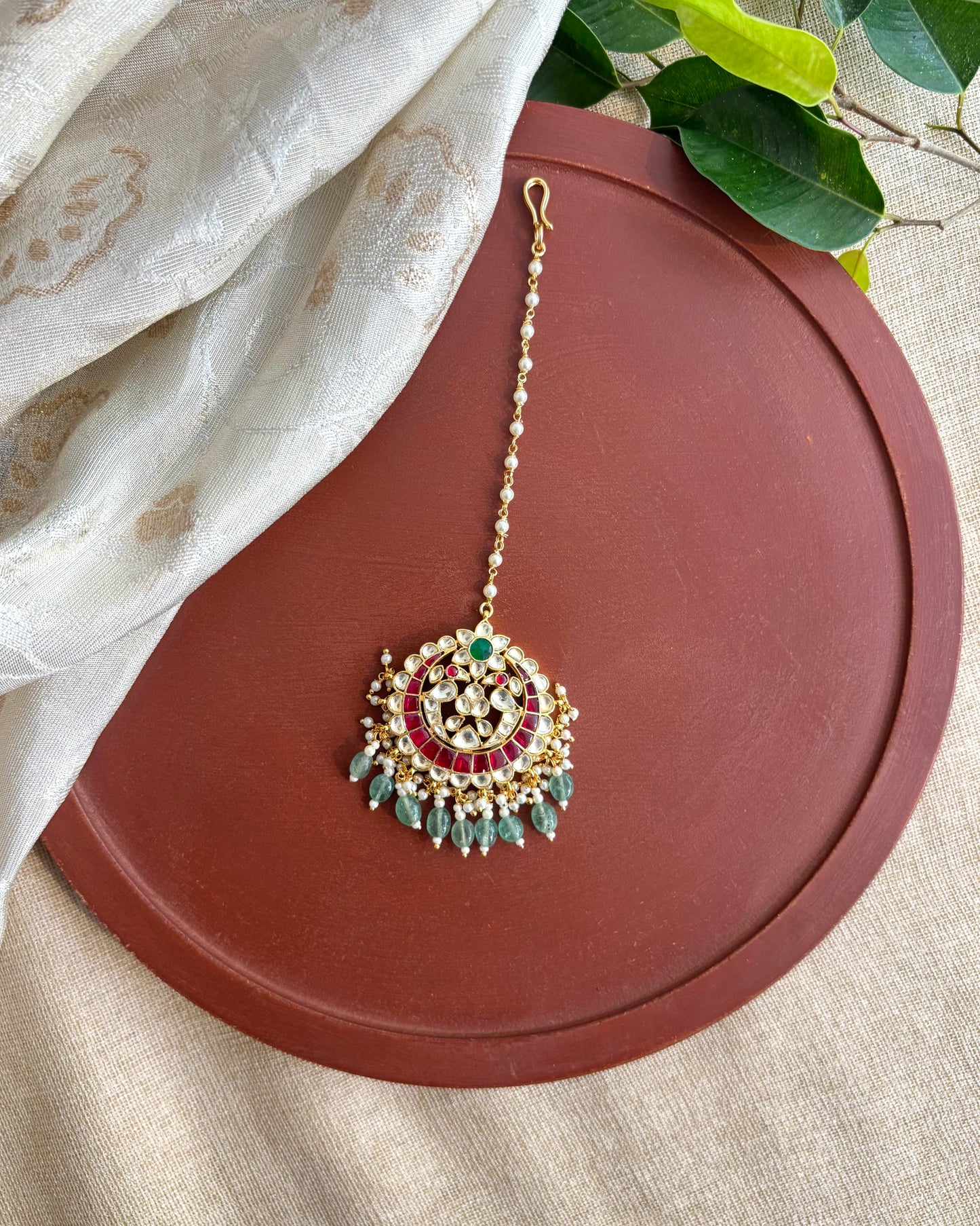 Floral Peacock Jadau Kundan Maang Tikka | MT159