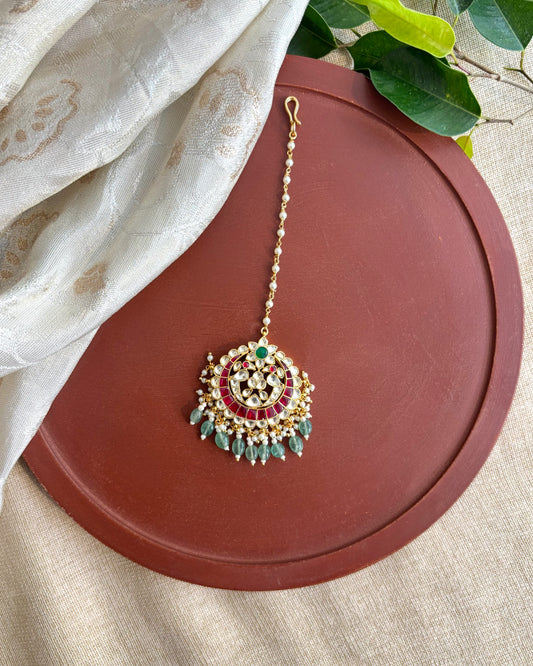 Floral Peacock Jadau Kundan Maang Tikka | MT159