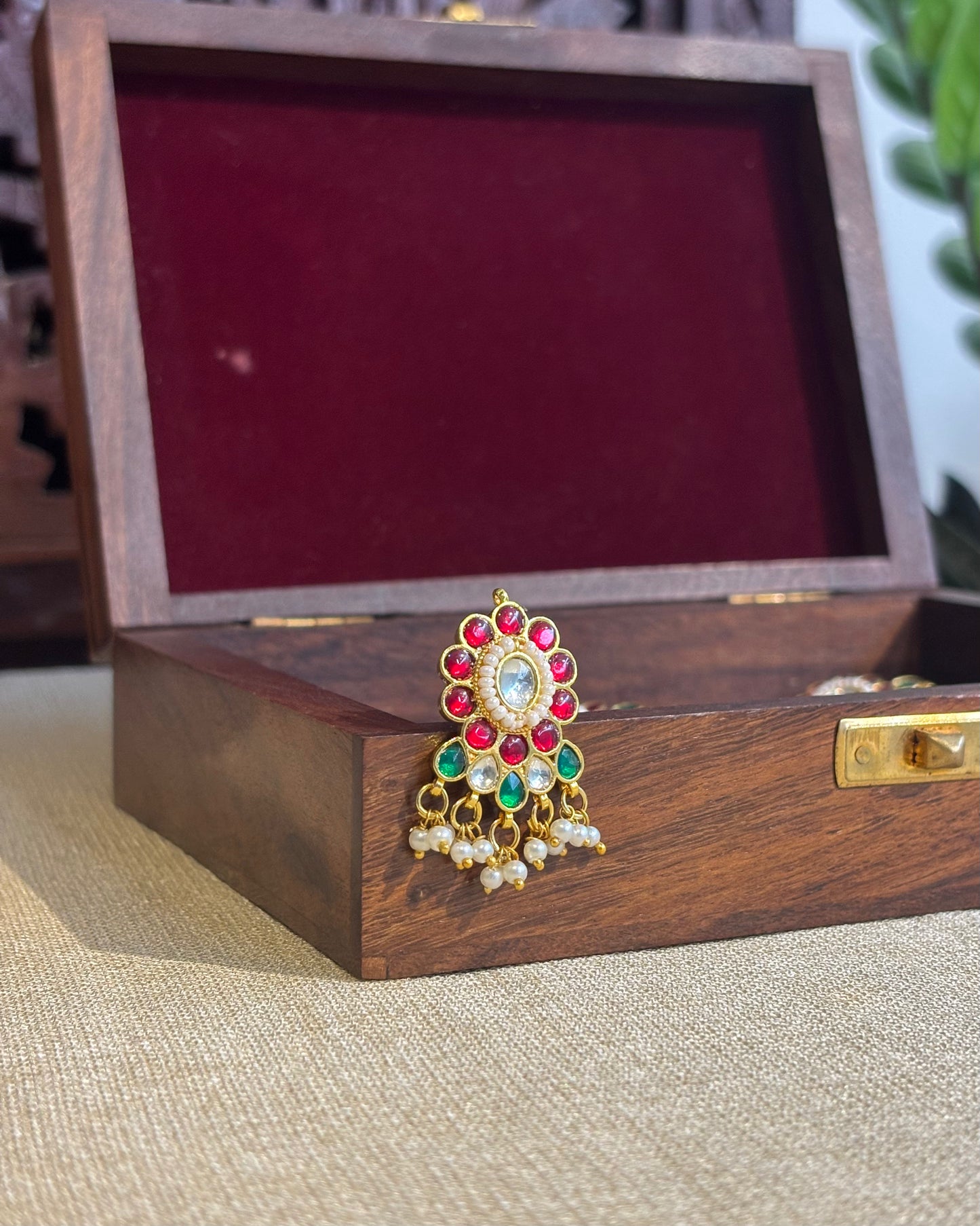 Multicolor Handcrafted Jadau Kundan Floral Hair Pin | HA193