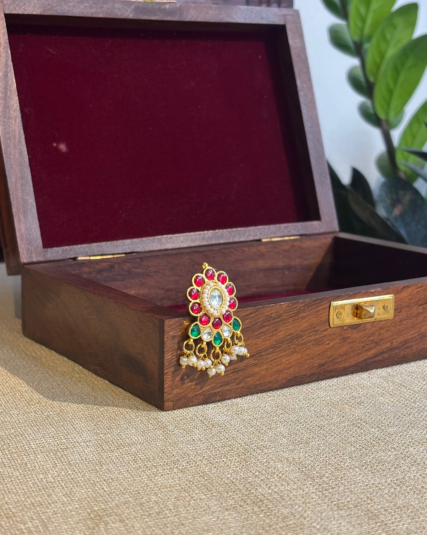 Multicolor Handcrafted Jadau Kundan Floral Hair Pin | HA193