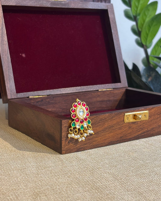 Multicolor Handcrafted Jadau Kundan Floral Hair Pin | HA193