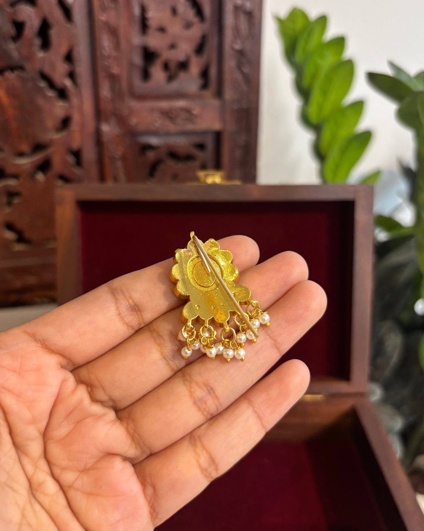 Multicolor Handcrafted Jadau Kundan Floral Hair Pin | HA193