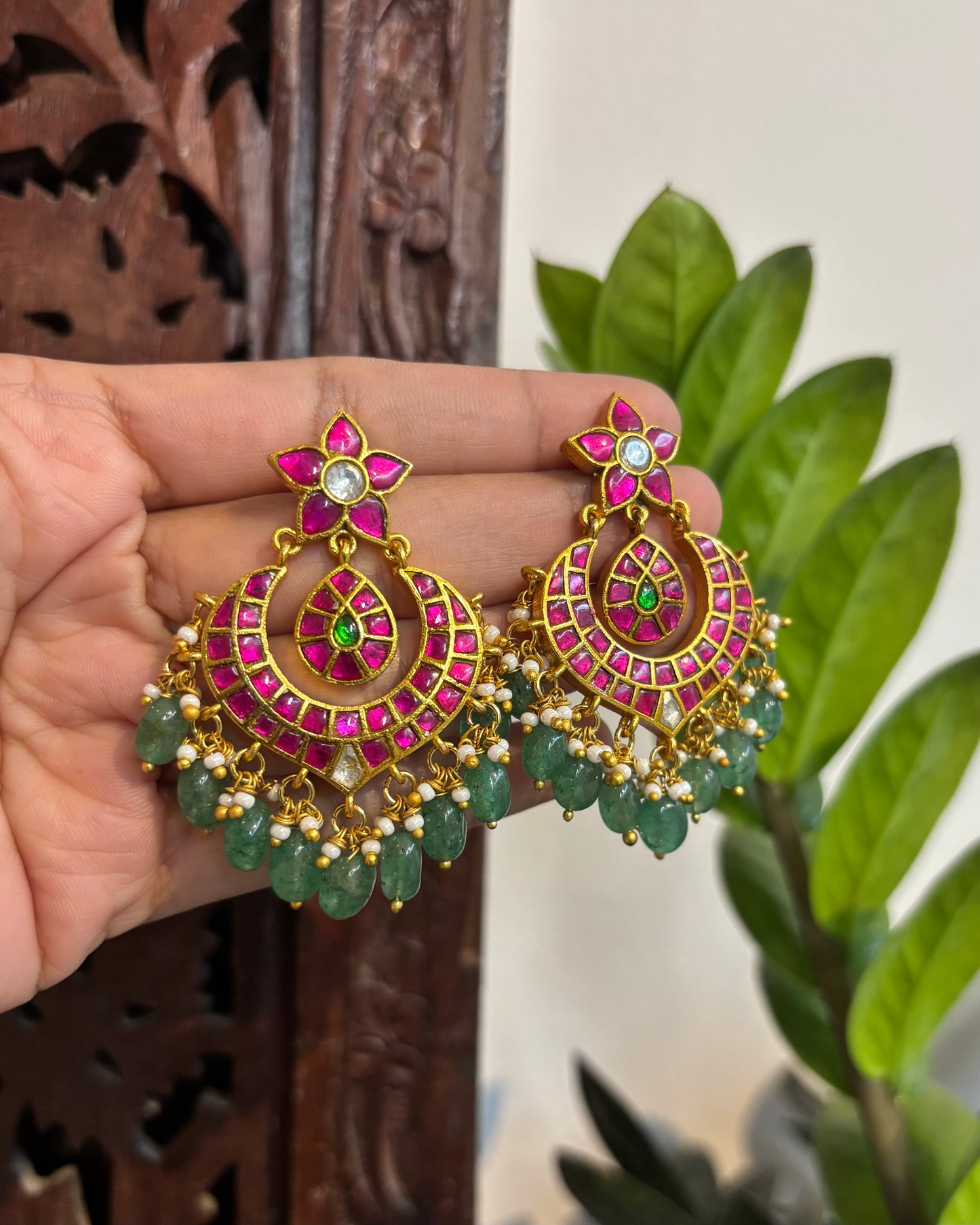 Floral Statement Multicolor Jadau Kundan Earrings | ER150