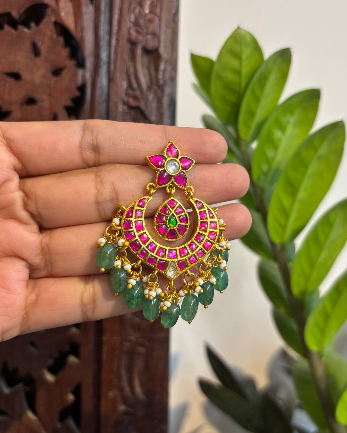 Floral Statement Multicolor Jadau Kundan Earrings | ER150