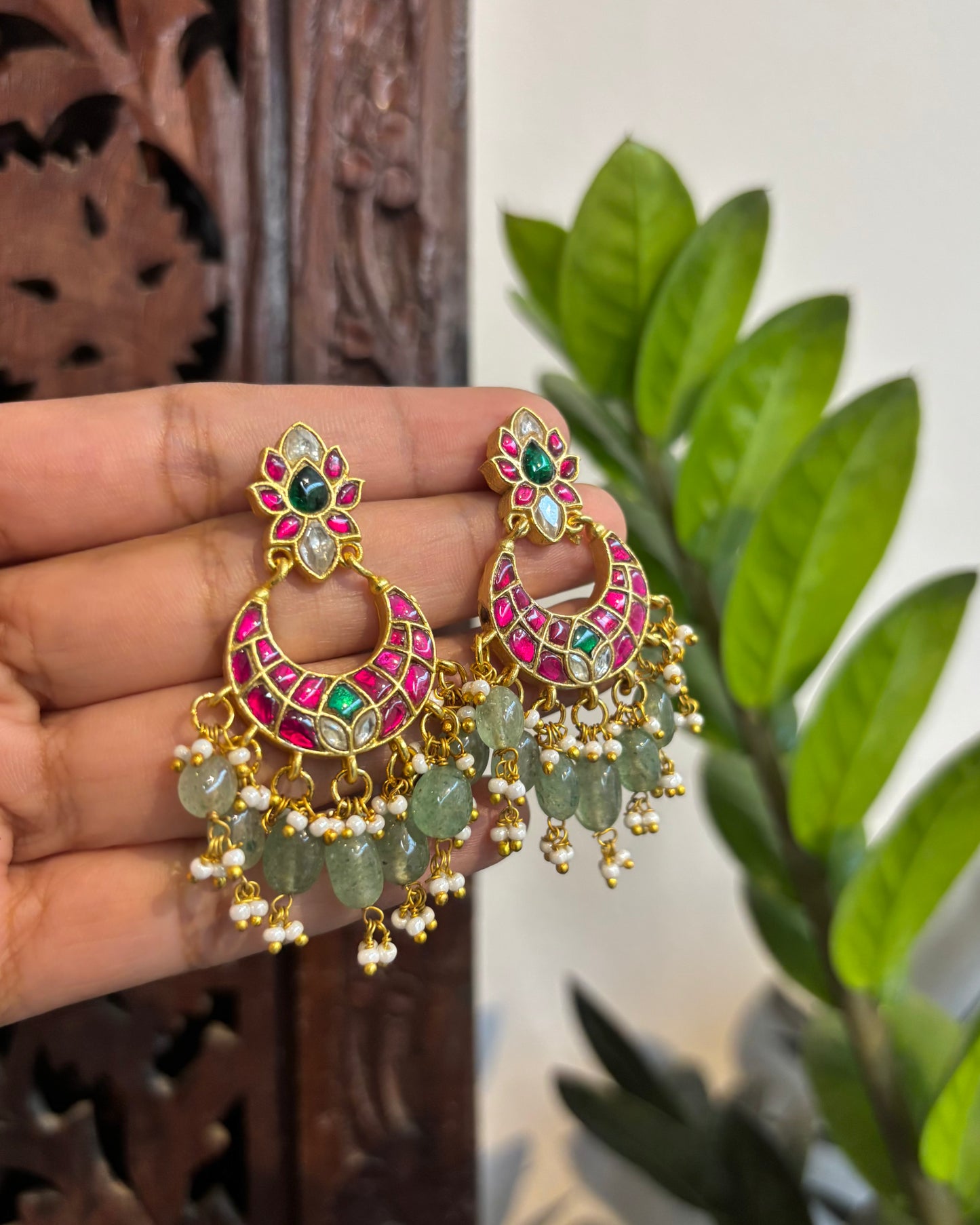 Floral Statement Multicolor Jadau Kundan Earrings | ER143