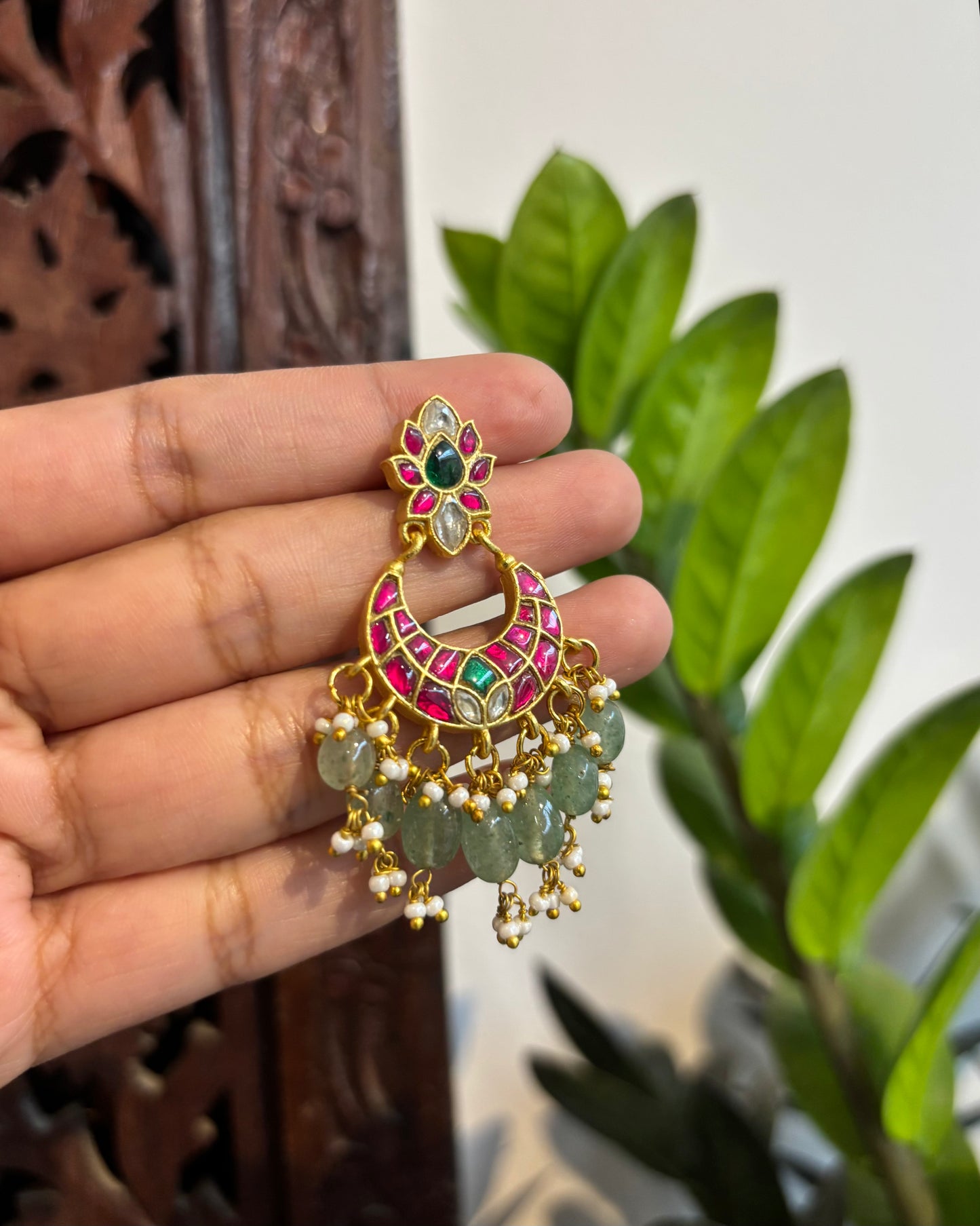 Floral Statement Multicolor Jadau Kundan Earrings | ER143