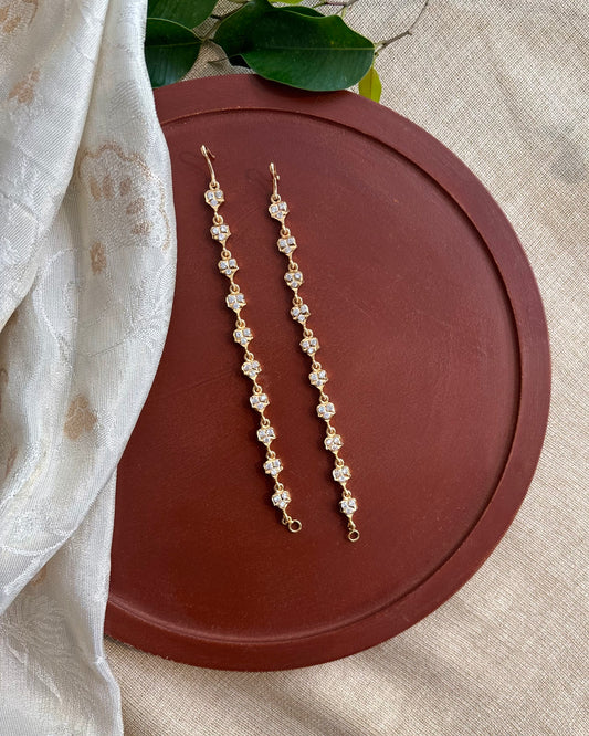 Floral Jadau Kundan Straight Ear Chain –  Multicolor | EC129