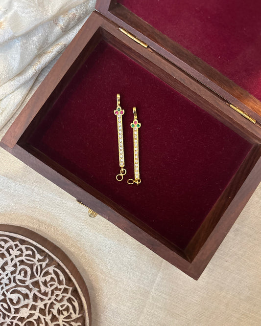 Vintage Floral Impon Straight Ear Chain –  Multi Colour | EC178