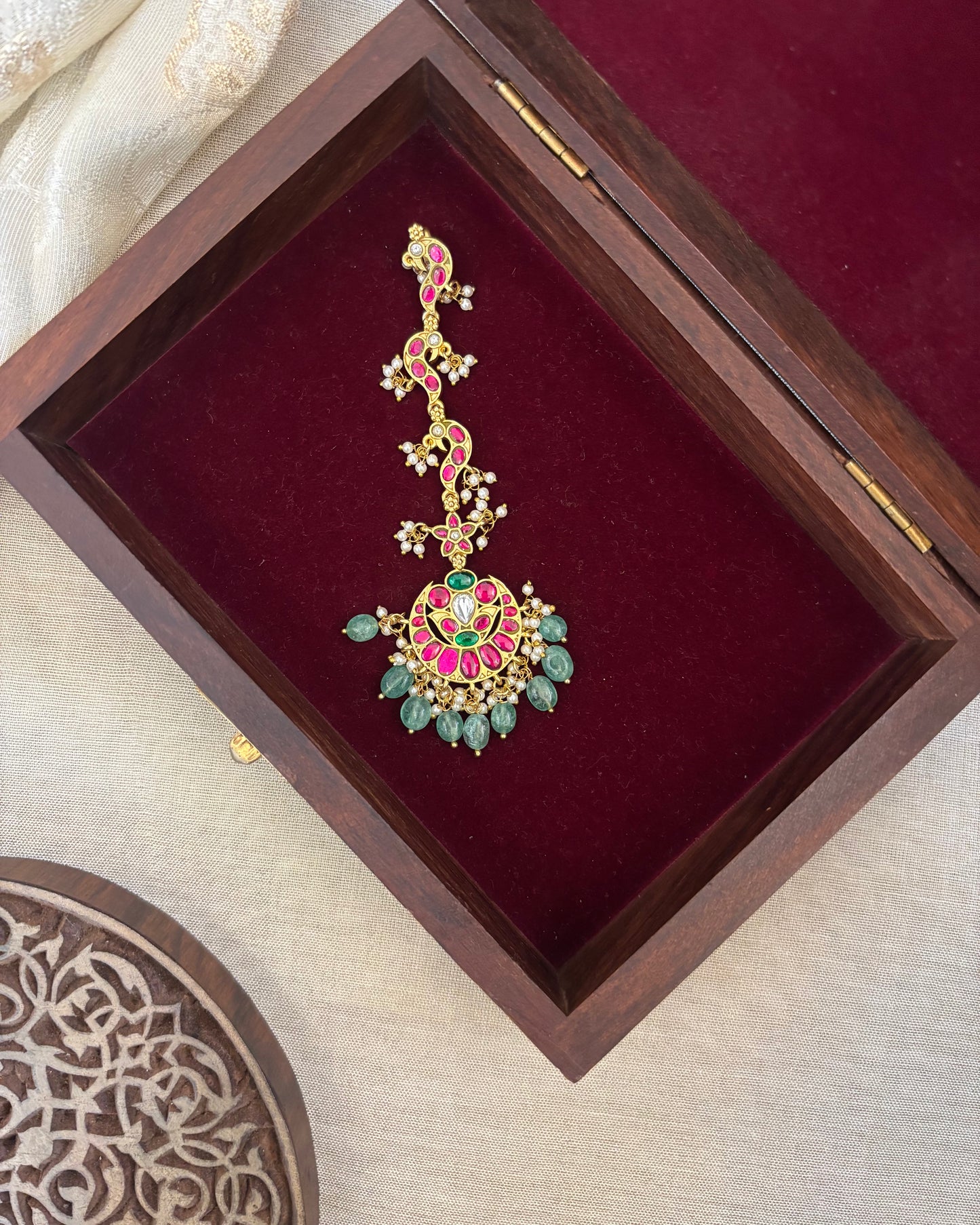 Floral Jadau Kundan Maang Tikka | MT295