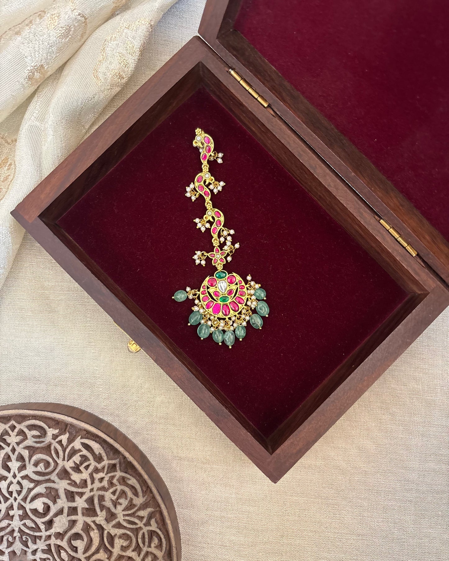 Floral Jadau Kundan Maang Tikka | MT295
