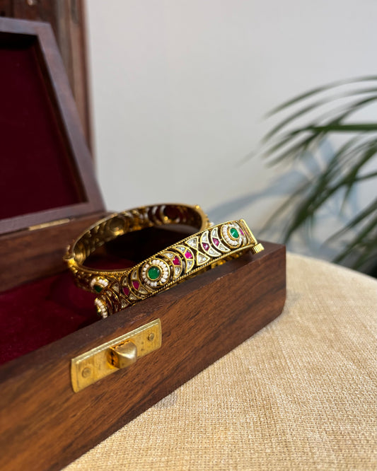 Multicolor Jadau Kundan Statement Bangles | BA044