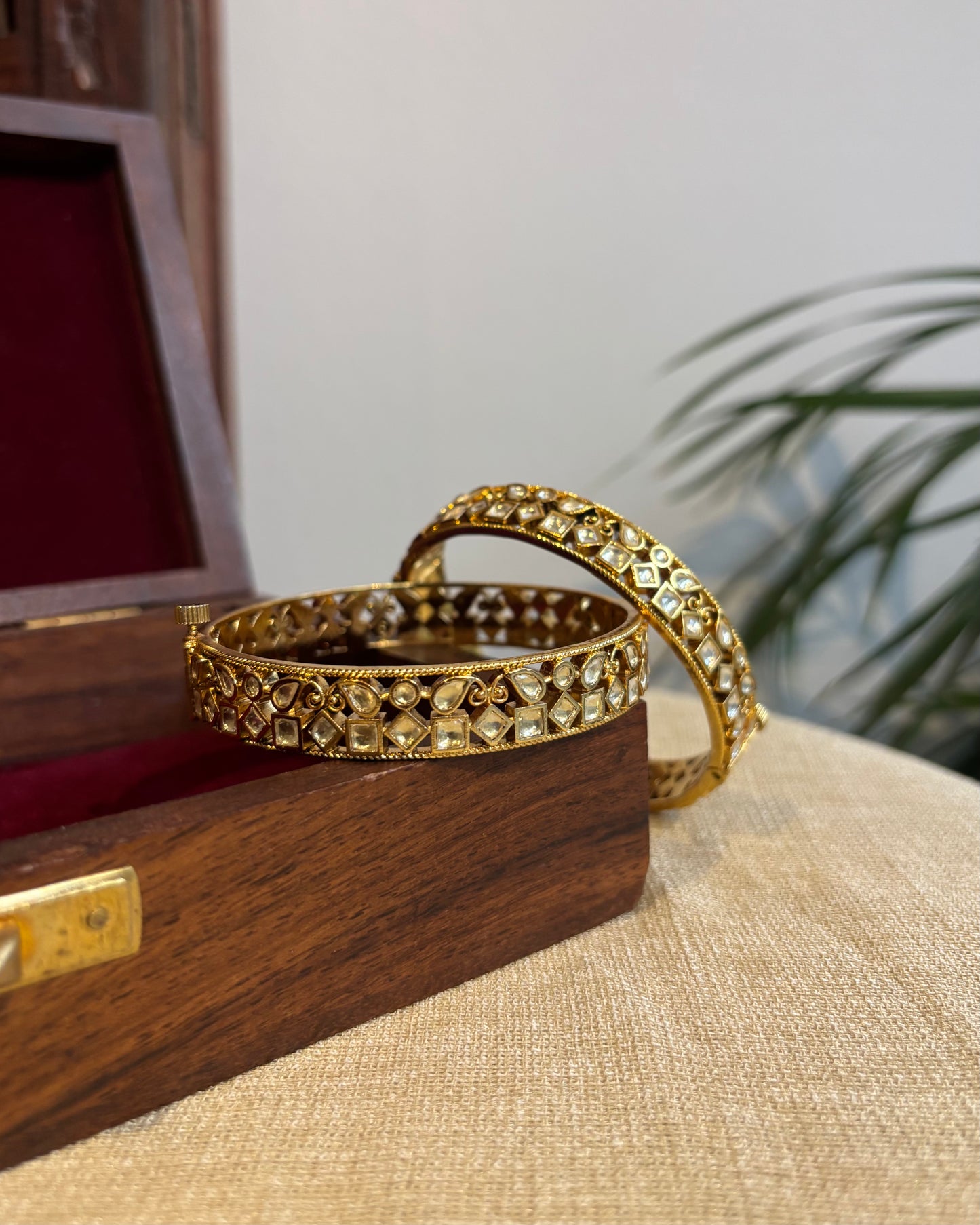 Gold Jadau Kundan Gold Plated Bangles | BA046