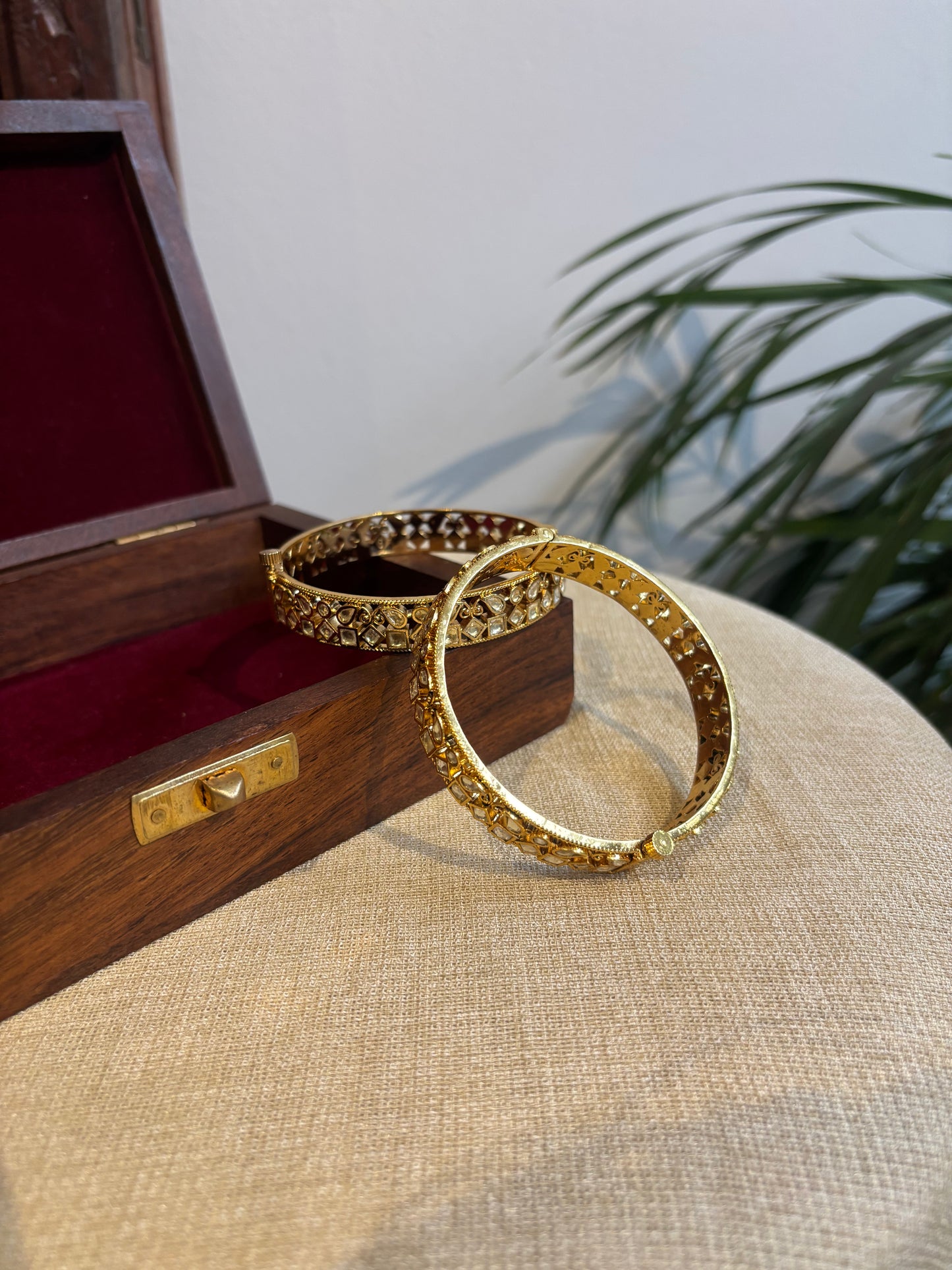Gold Jadau Kundan Gold Plated Bangles | BA046