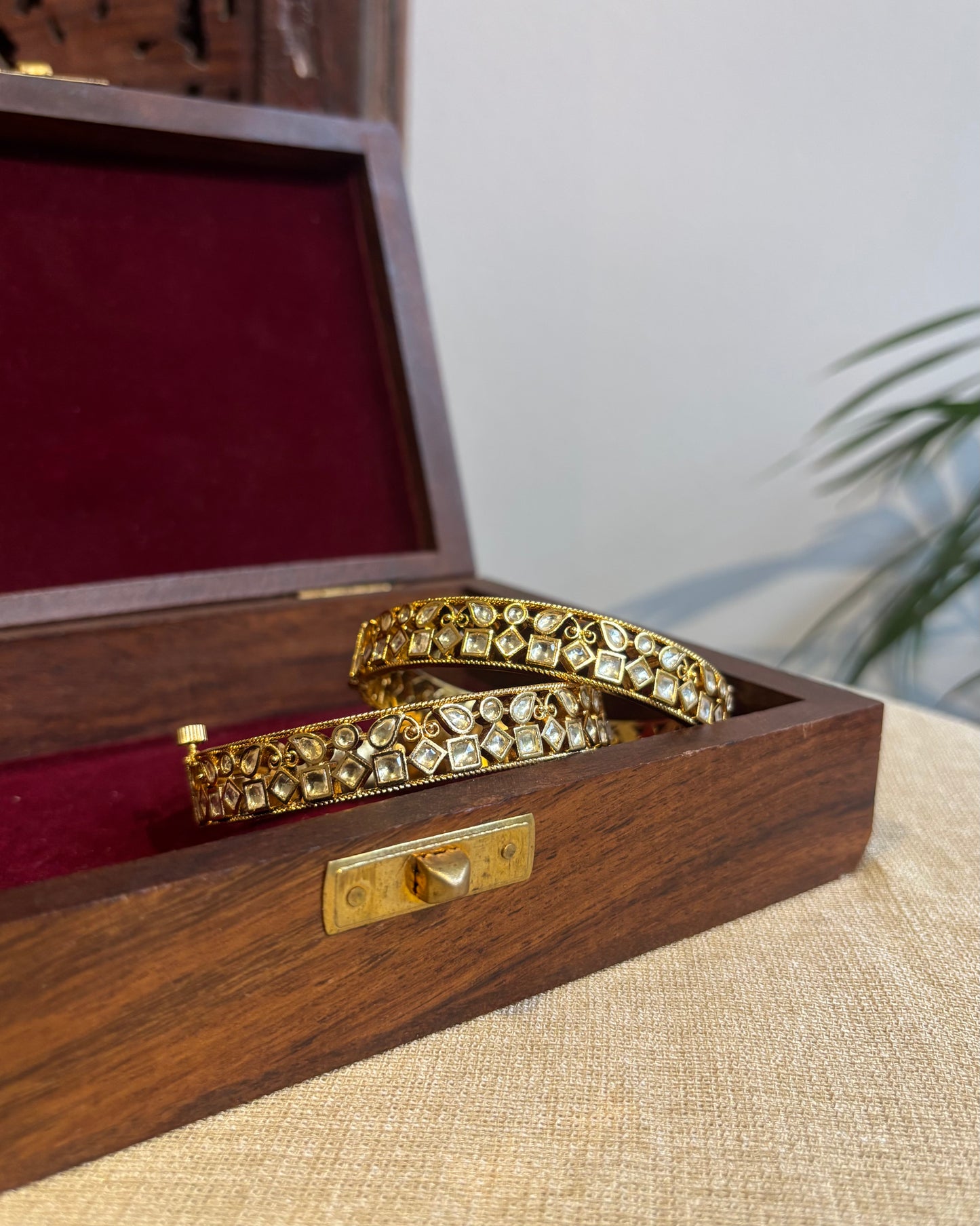 Gold Jadau Kundan Gold Plated Bangles | BA046