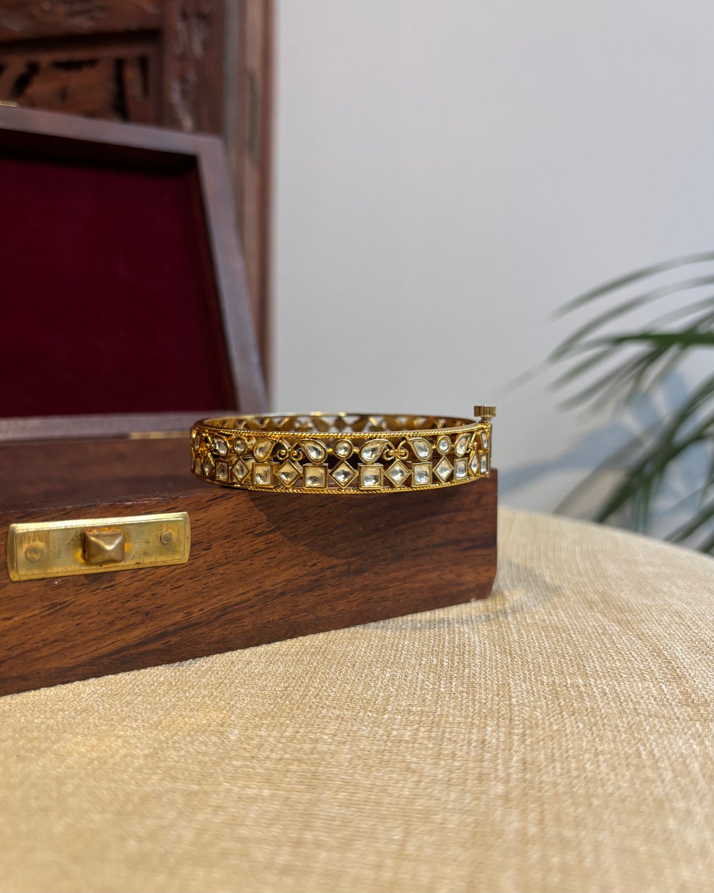 Gold Jadau Kundan Gold Plated Bangles | BA046