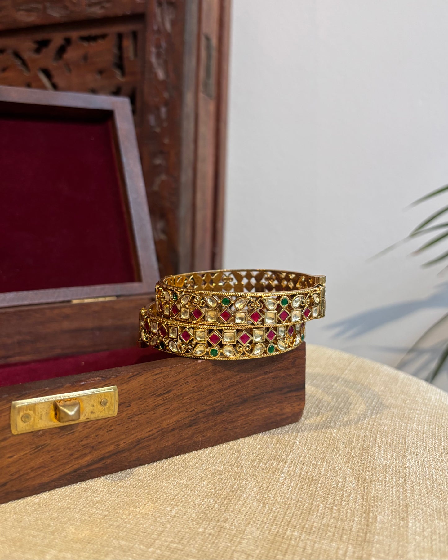 Multicolor Jadau Kundan Gold Plated Bangles | BA048