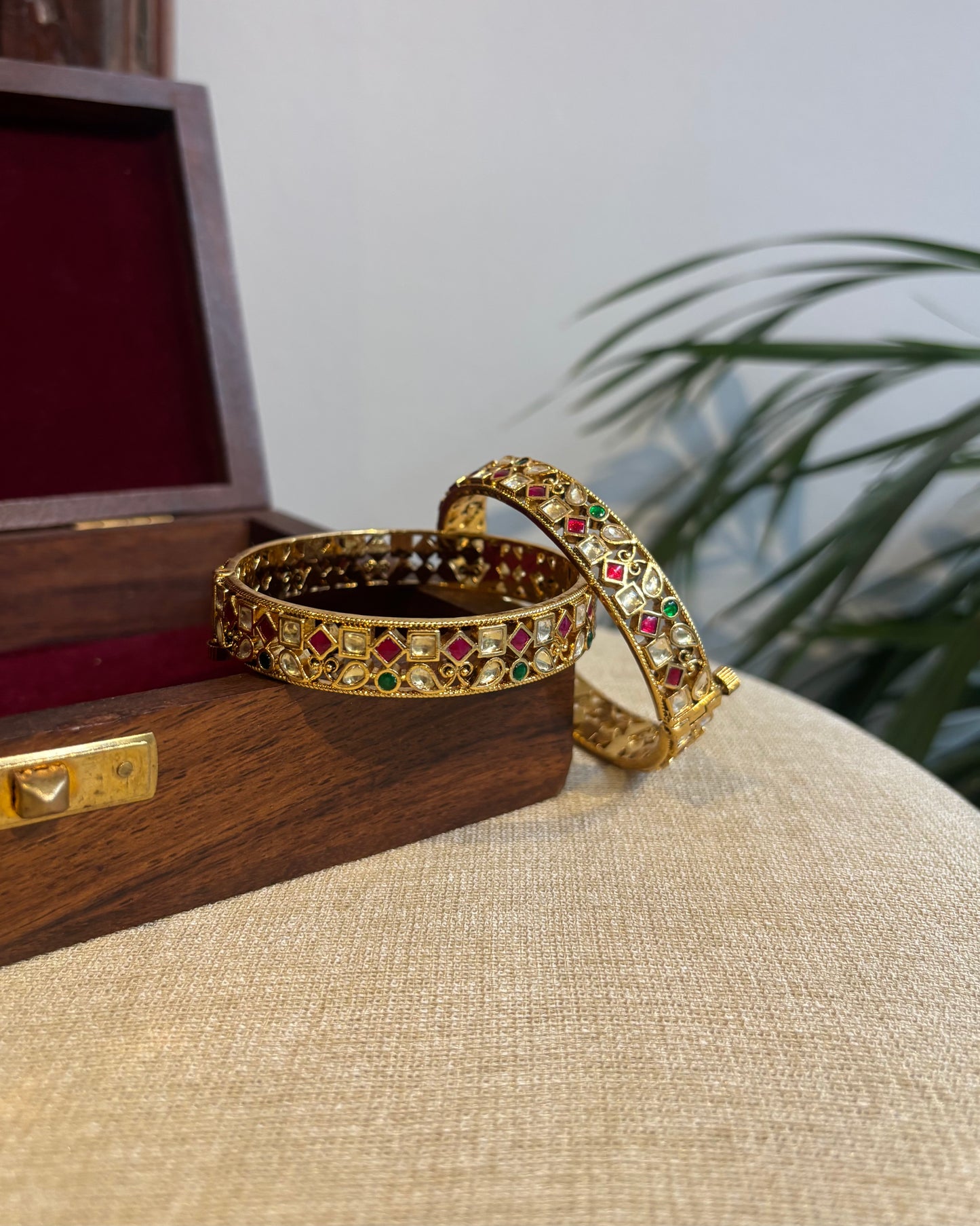 Multicolor Jadau Kundan Gold Plated Bangles | BA048