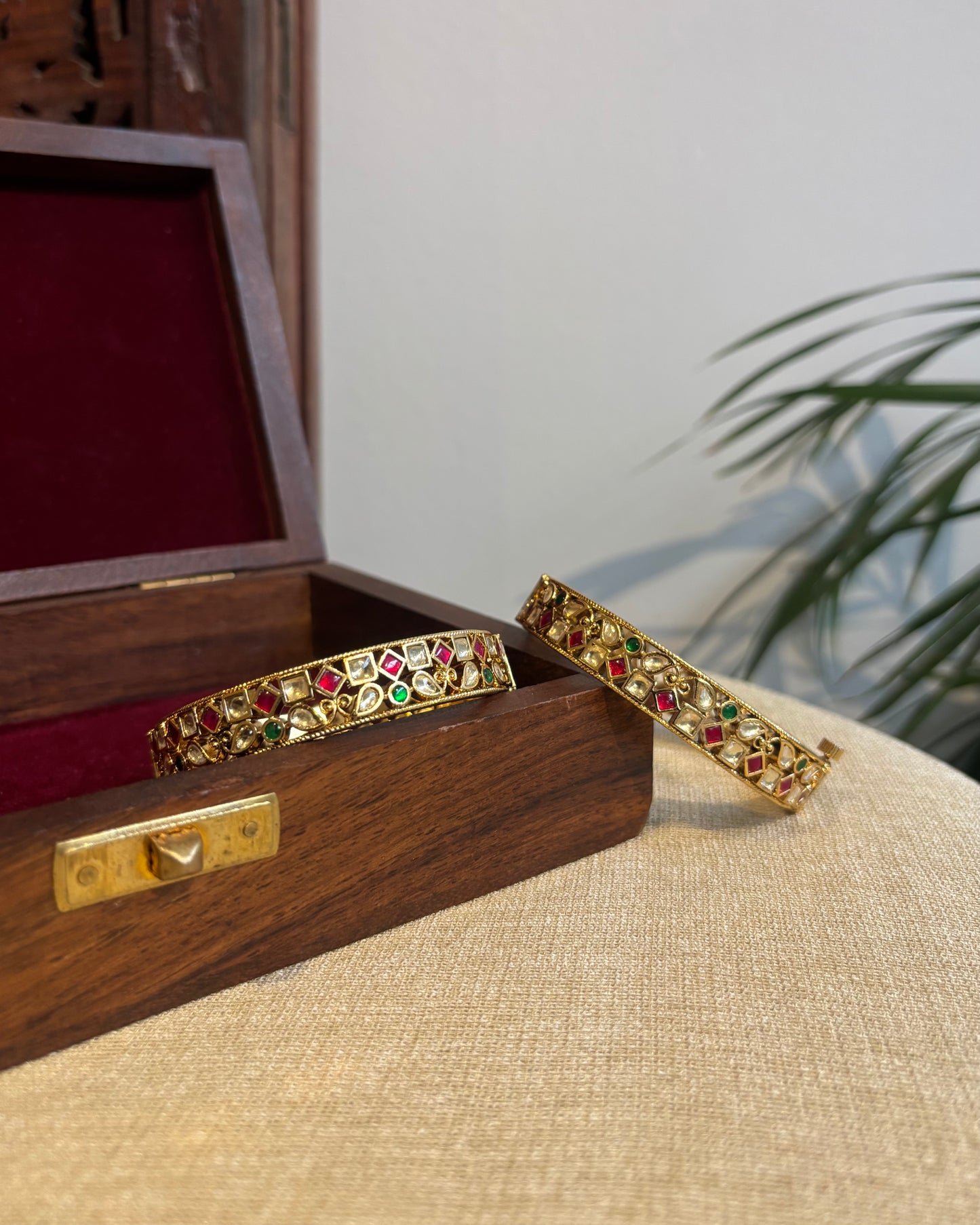 Multicolor Jadau Kundan Gold Plated Bangles | BA048