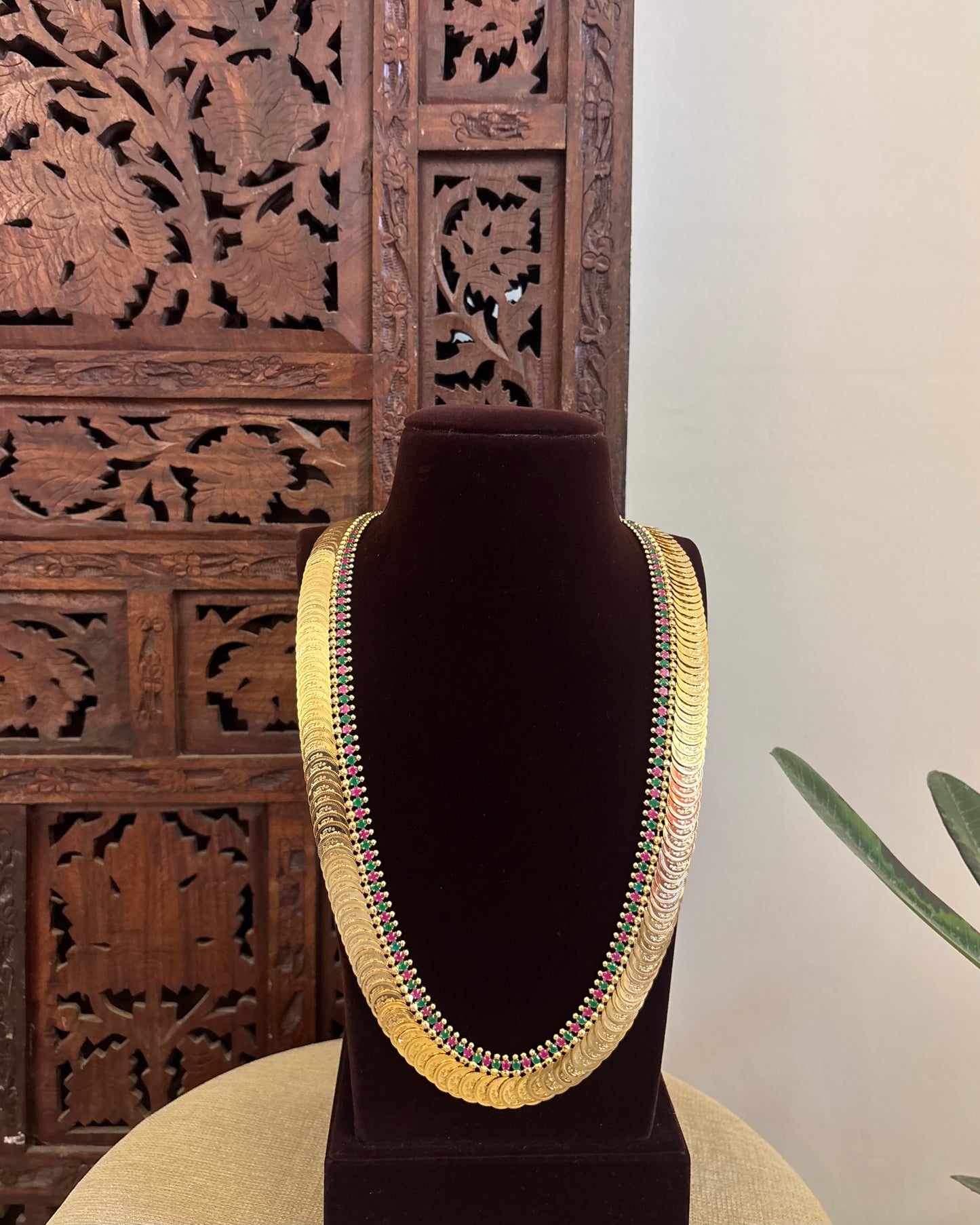 Lakshmi Kaasu Haram with Kemp Stones | Ruby and Green| NC581