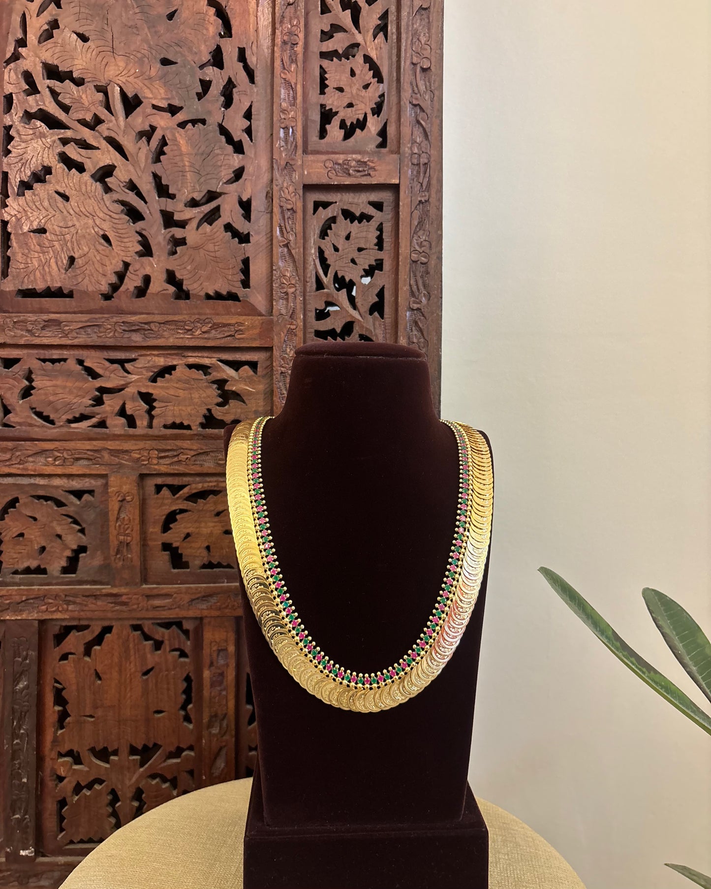Lakshmi Kaasu Haram with Kemp Stones | Ruby and Green| NC581