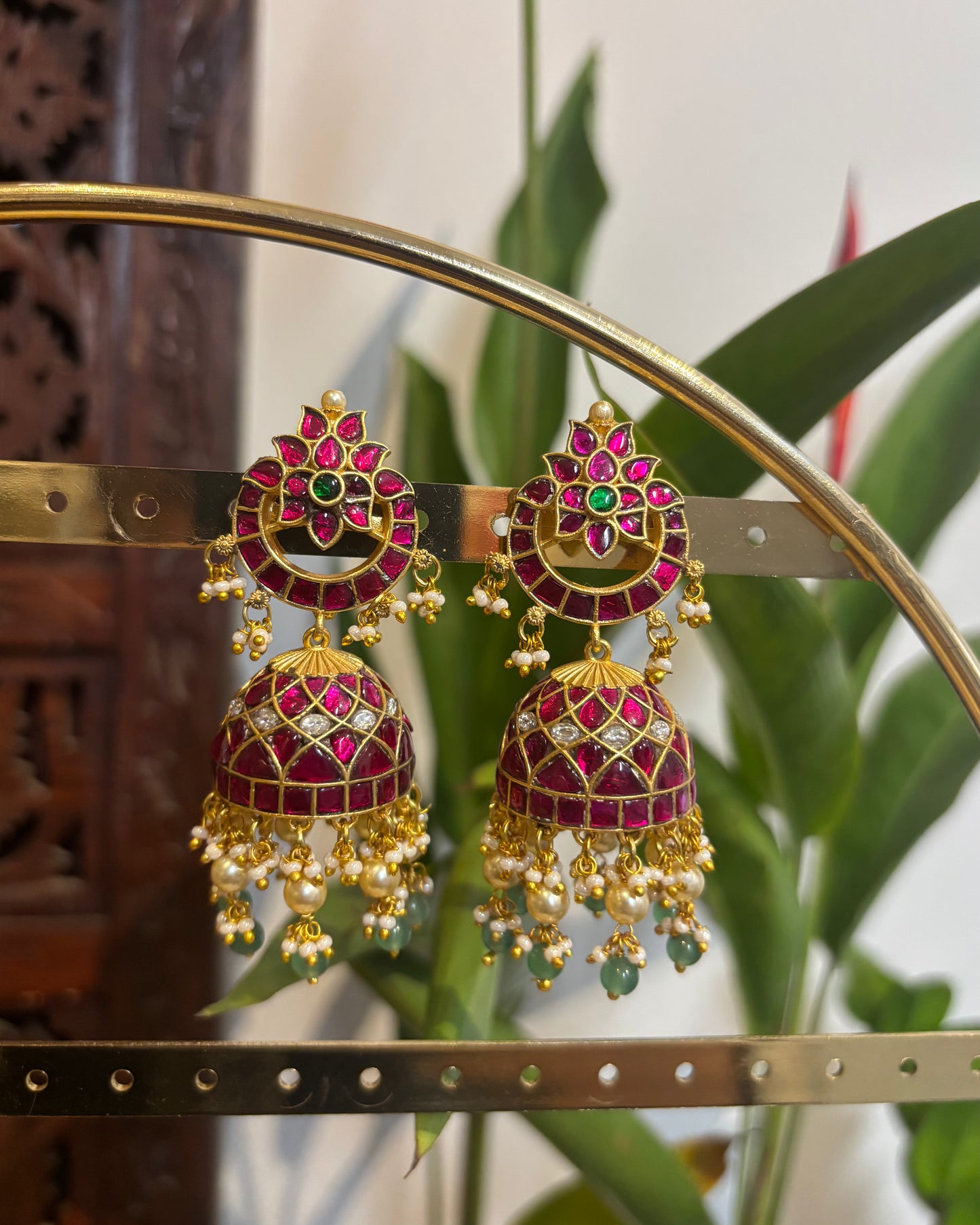 Heritage Jadau Kundan Bridal Jhumkas – Gold-Plated Earrings | ER144