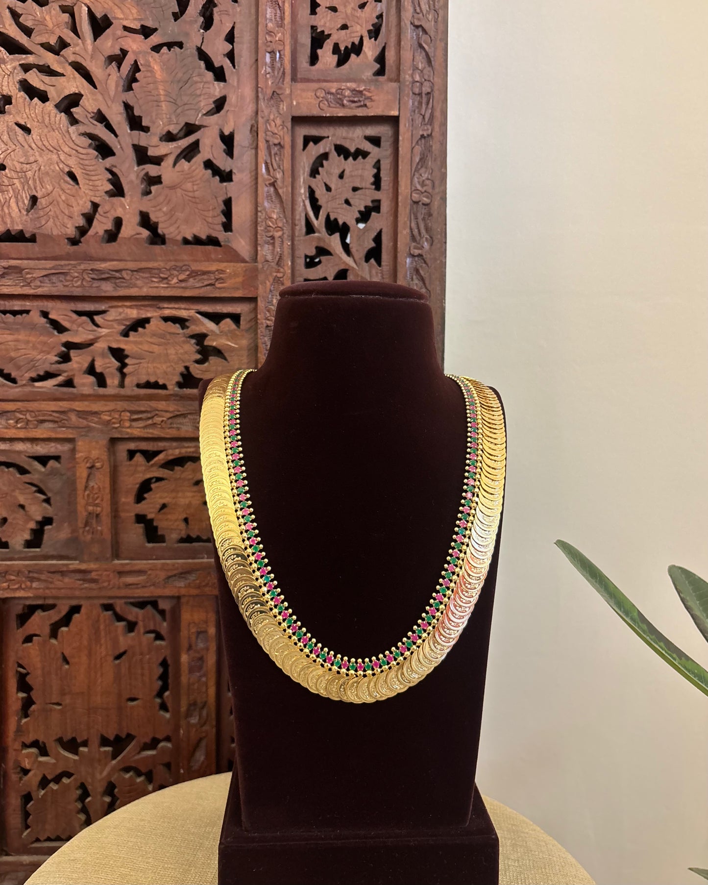 Lakshmi Kaasu Haram with Kemp Stones | Ruby and Green| NC581