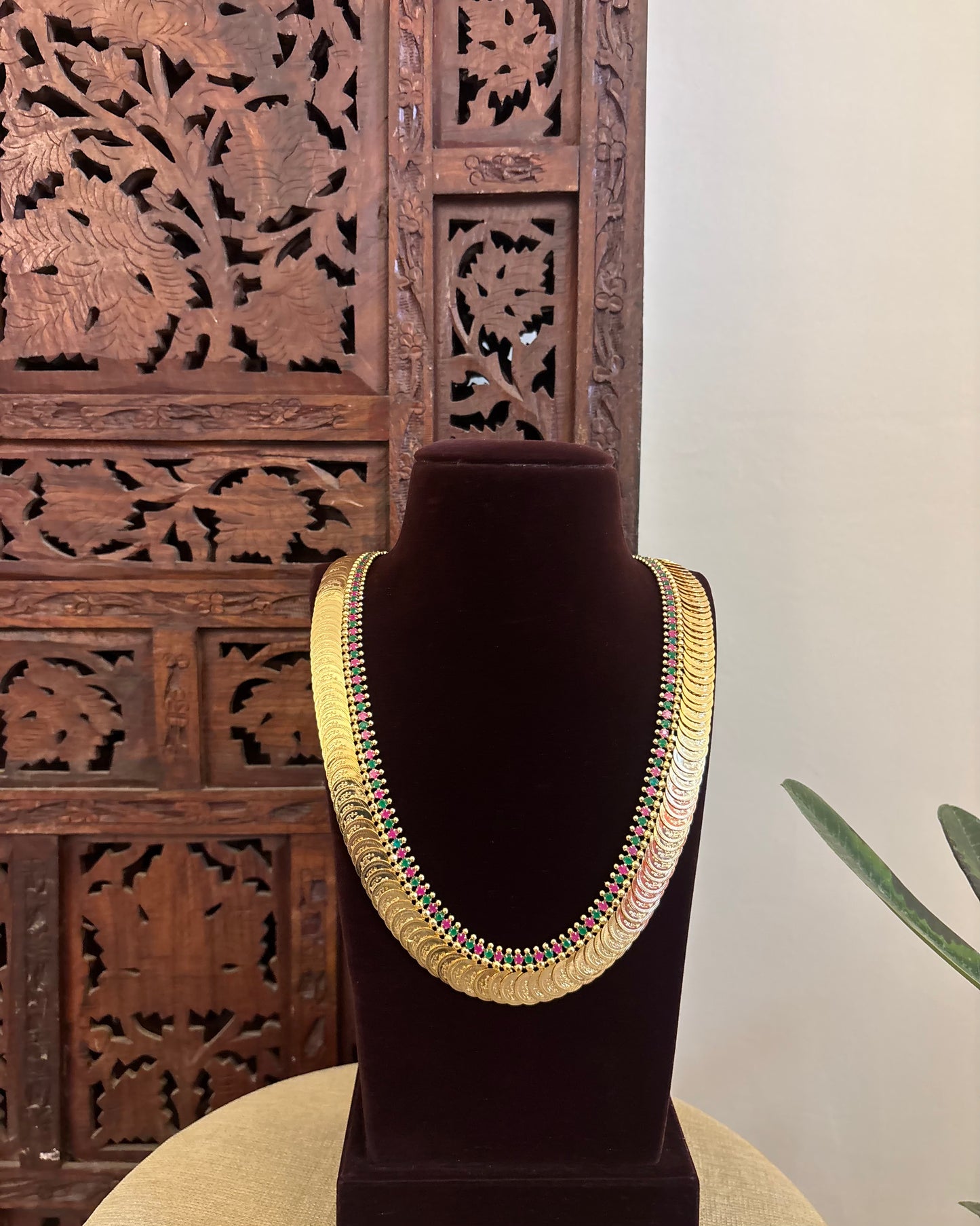 Lakshmi Kaasu Haram with Kemp Stones | Ruby and Green| NC581