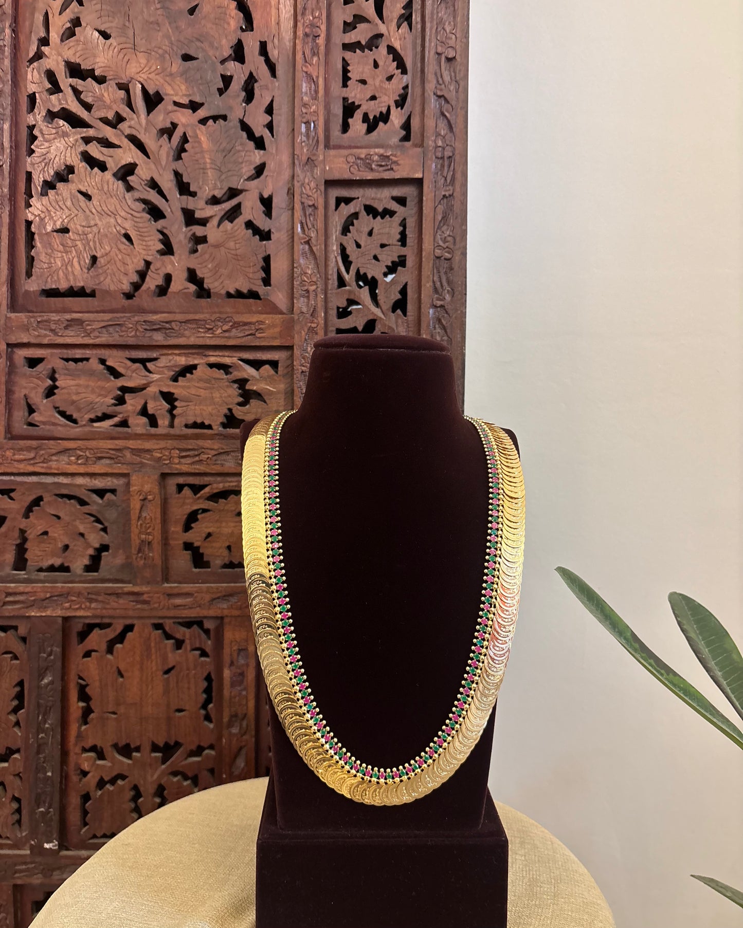 Lakshmi Kaasu Haram with Kemp Stones | Ruby and Green| NC581